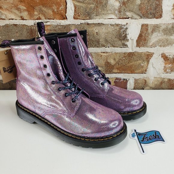 Dr. Martens Shoes Dr Martens 46 Y Pink Glitter Combat Boots Youth